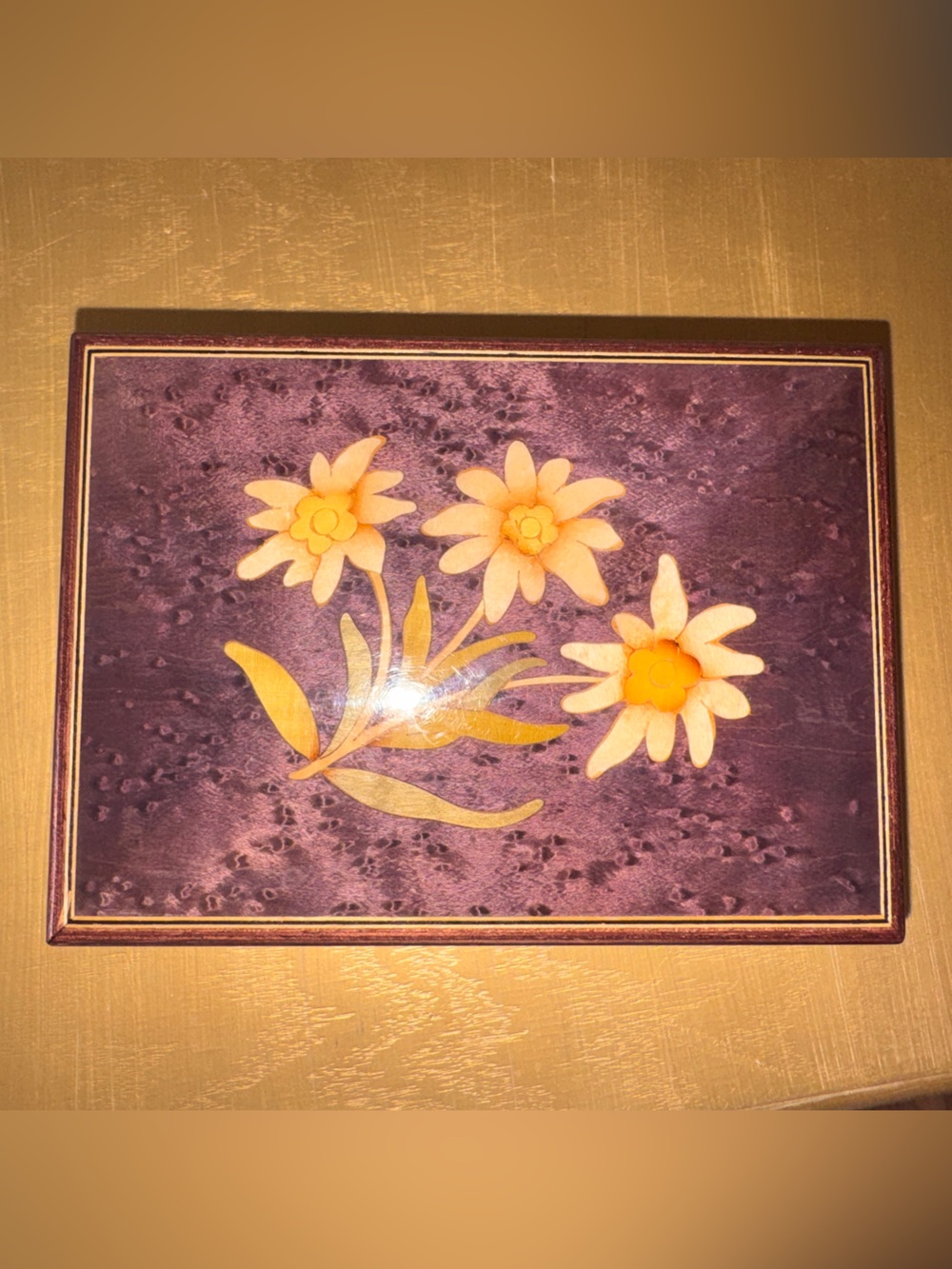 Giglio Asla Italian Wooden inlay Music Box - purple